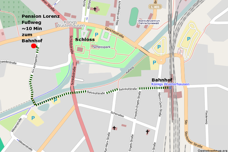 Fußweg von der Pension zum Bahnhof Königs Wusterhausen